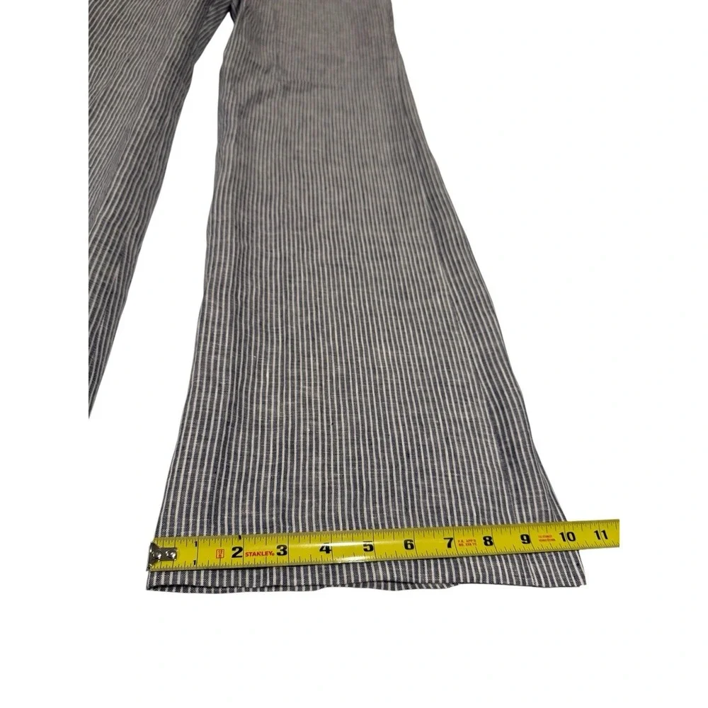 Banana Republic Trouser No. 718 Martin Fit Pants Women Size 8L Blue White Linen